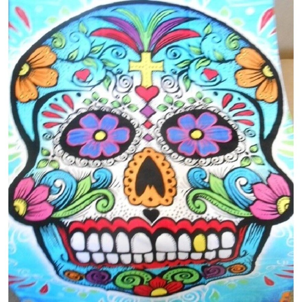 New Sugar Skull Oversized Day of the Dead Towel Beach Bath Pool Gift Velour SOFT - Picture 2 of 4